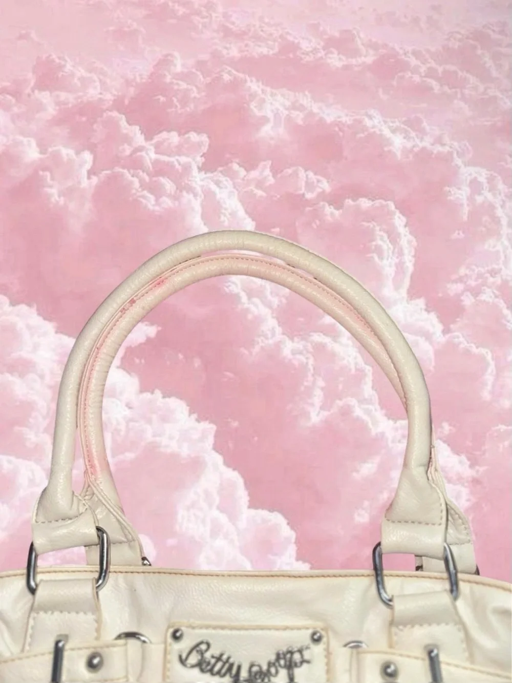 Betty Boop White Tote with Red Accent and Gold Embroidery